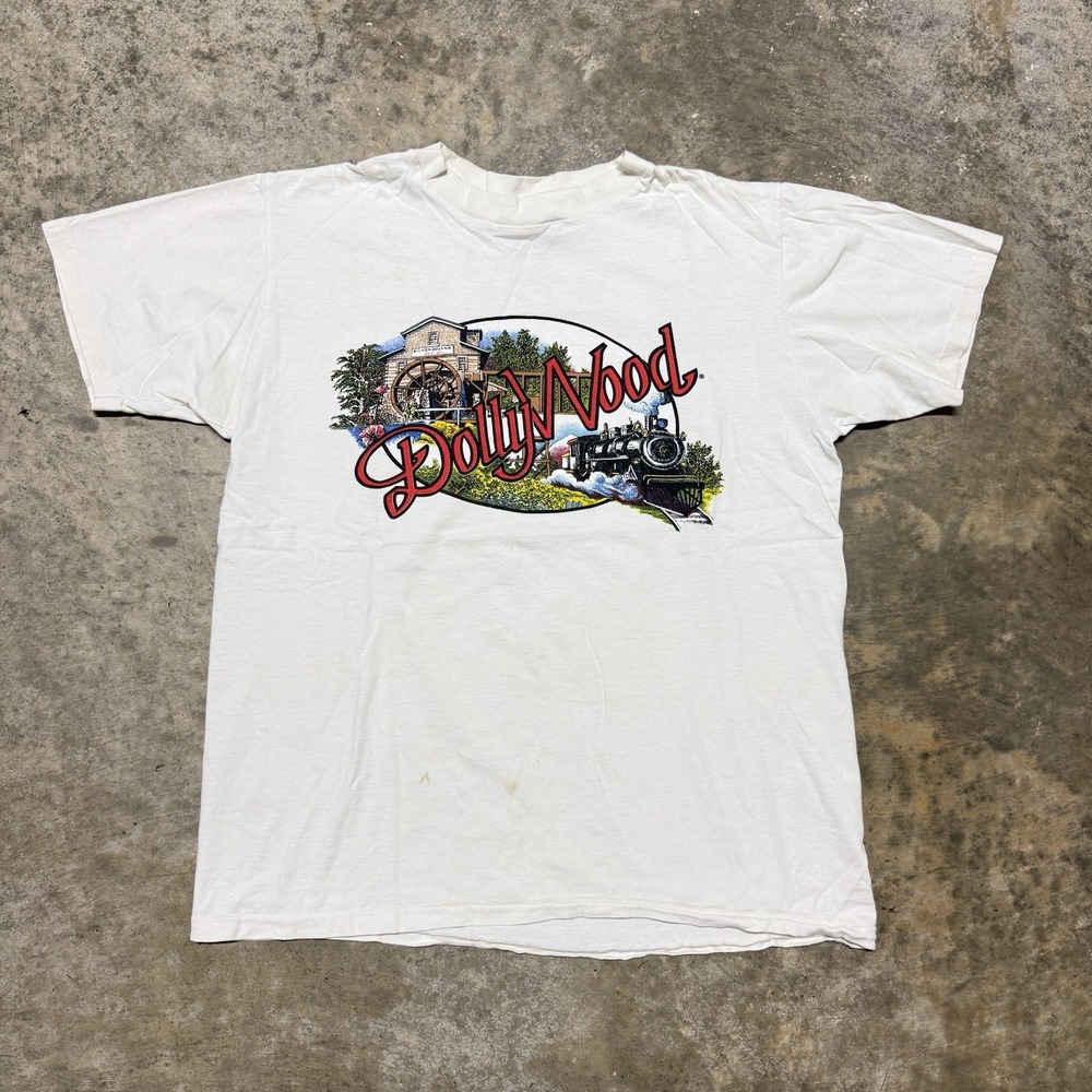Vintage Dolly Parton Dollywood 90s Country Music T-shirt White Mens M L